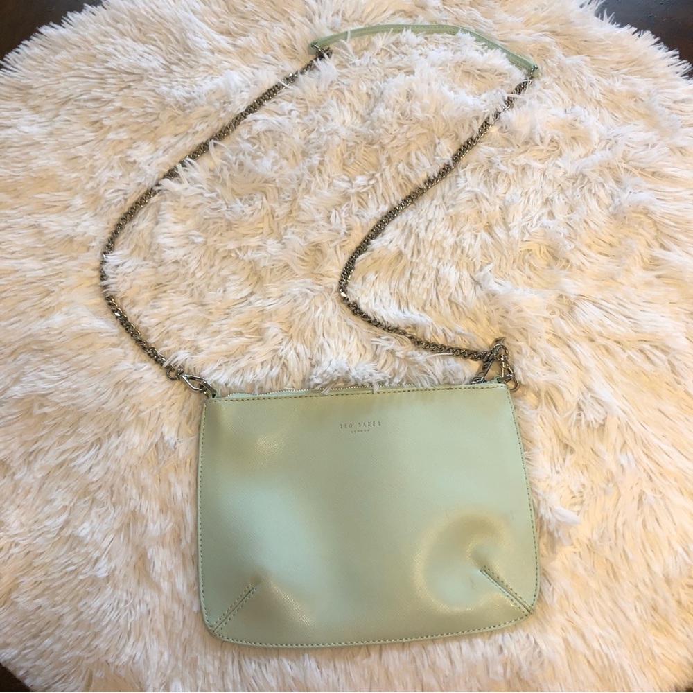 Ted Baker Mint green leather envelope crossbody/shoulder bag